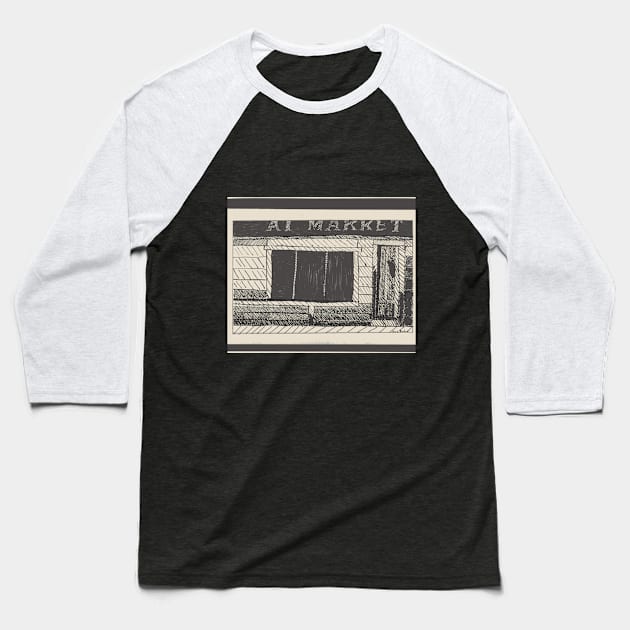 Al's Market Baseball T-Shirt by Loose Tangent Arts